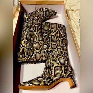 Loeffler Randall Women's Leighton Tall Boot Size 7. Snake design EUC